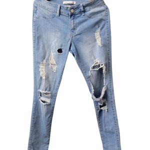 High-Rise Distressed Jeans